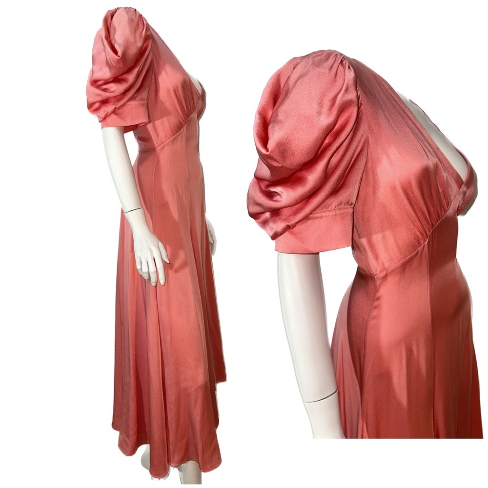 IN VOGUE! Puff-Sleeve MICHAEL KORS COLLECTION * $2290 Runway PINK Satin Dress 8 - Picture 11 of 13